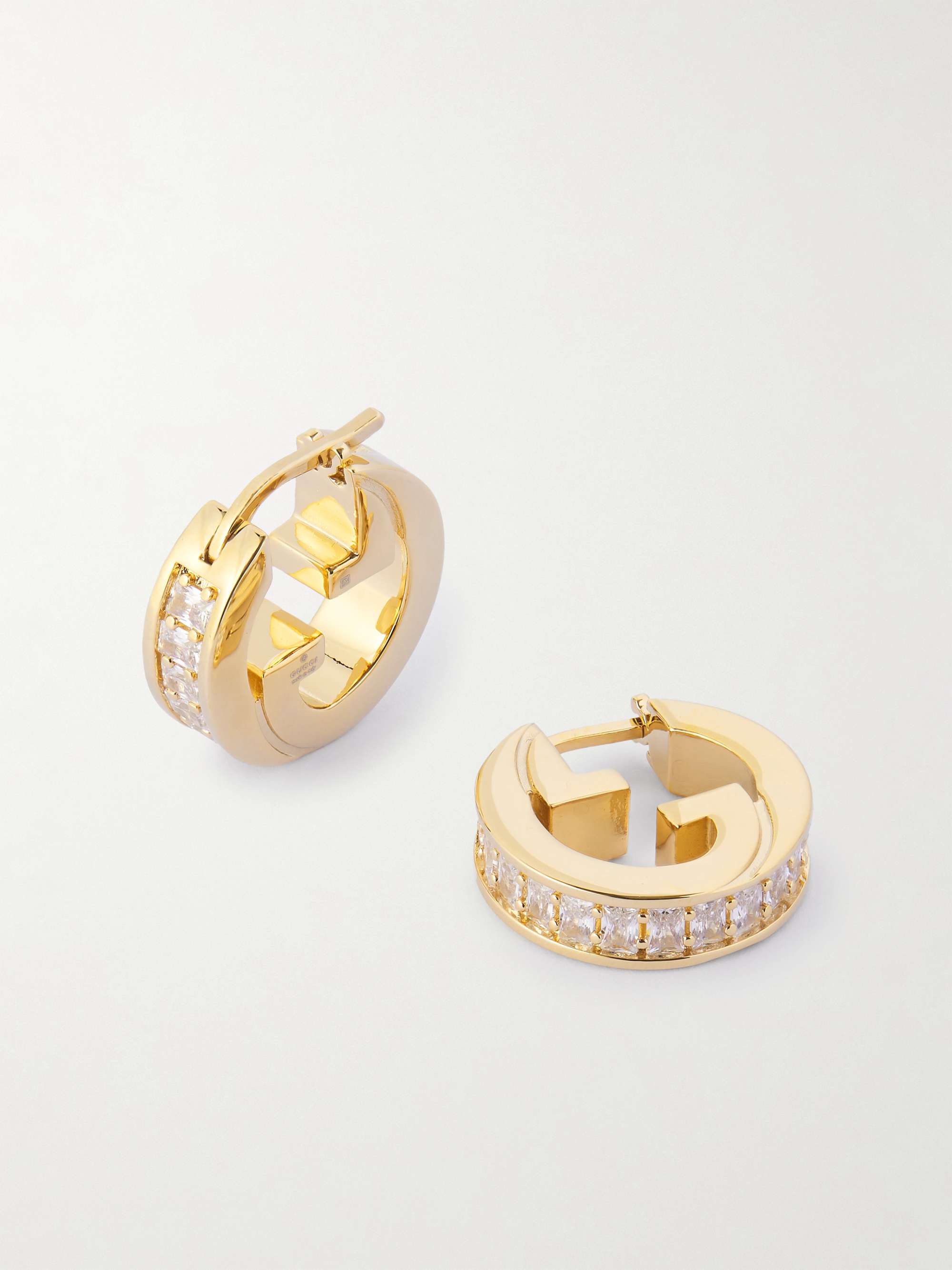 GUCCI Blondie gold-tone crystal hoop earrings | NET-A-PORTER