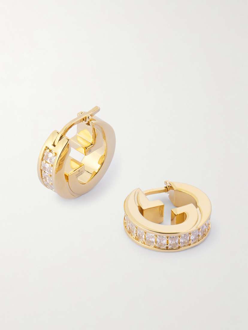 Gucci Blondie Gold-tone Crystal Hoop Earrings