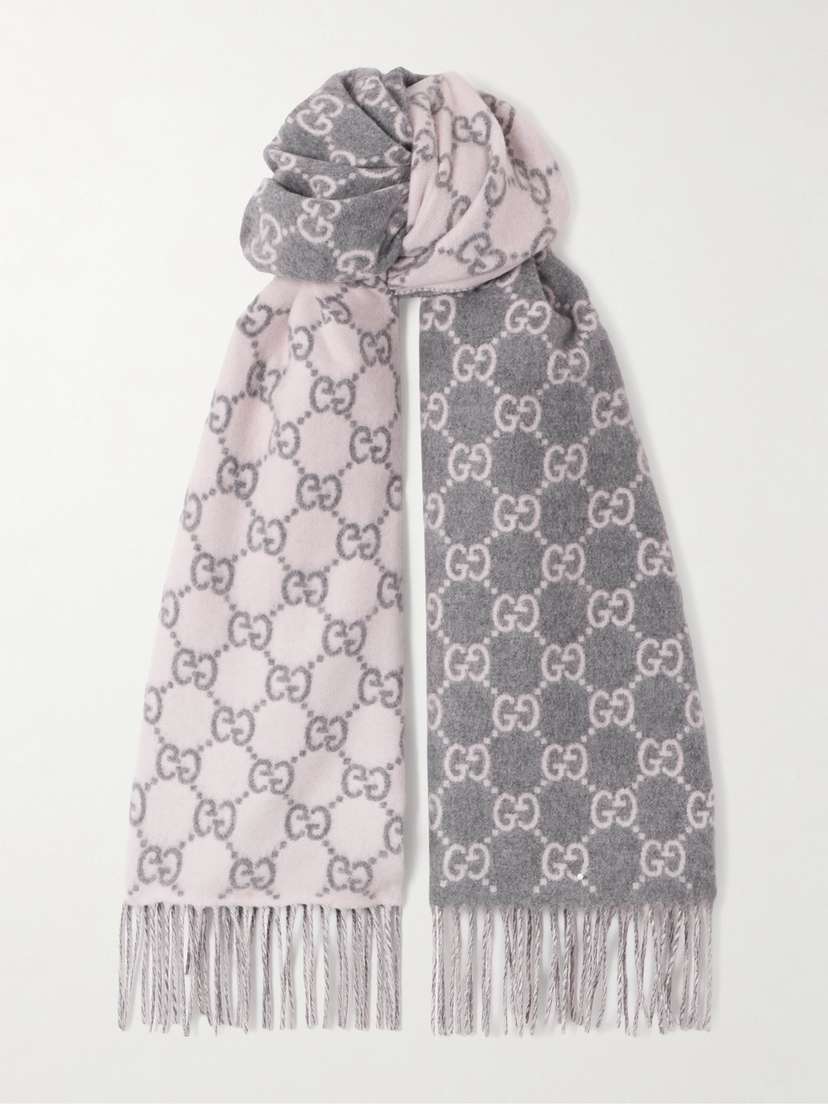 Gucci Fringed Jacquard-knit Cashmere Scarf