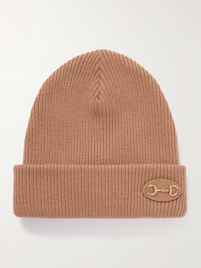 Gucci Horsebit-detailed Appliquéd Ribbed Wool Beanie