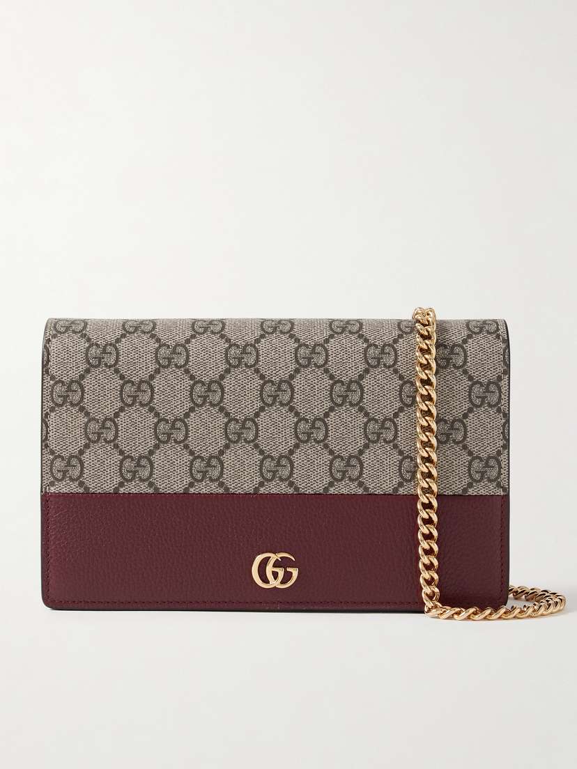Gucci Petite Marmont Leather And Logo-print Coated-canvas Wallet