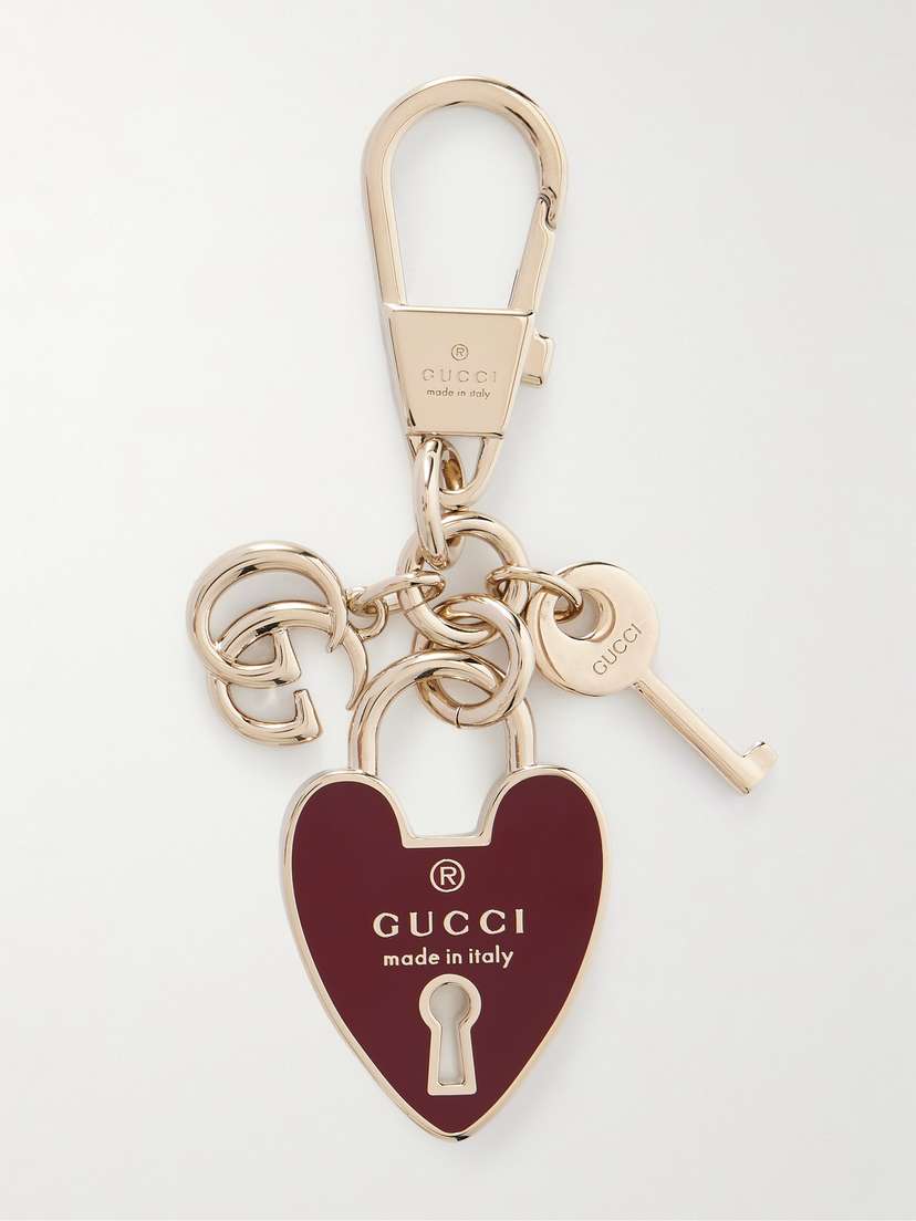 Gucci Enameled Gold-tone Keychain