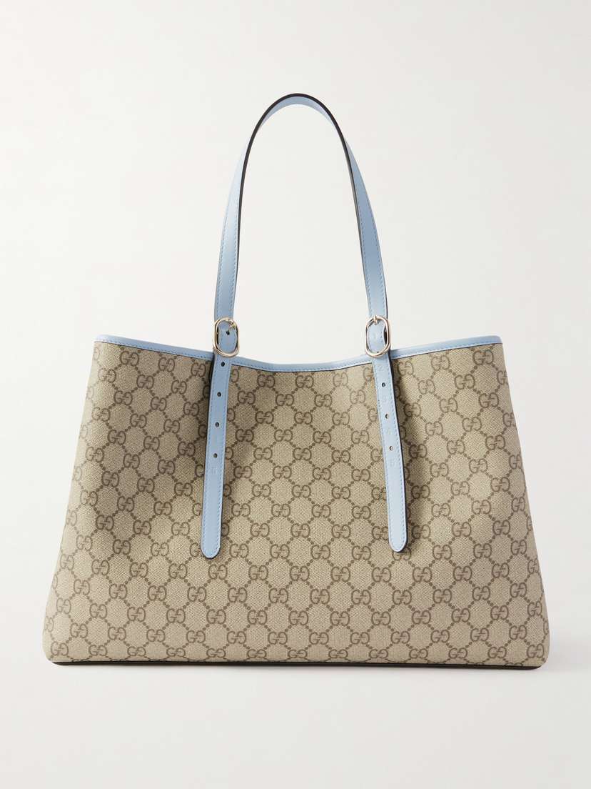 Gucci Gg Emblem Leather-trimmed Printed Coated-canvas Tote