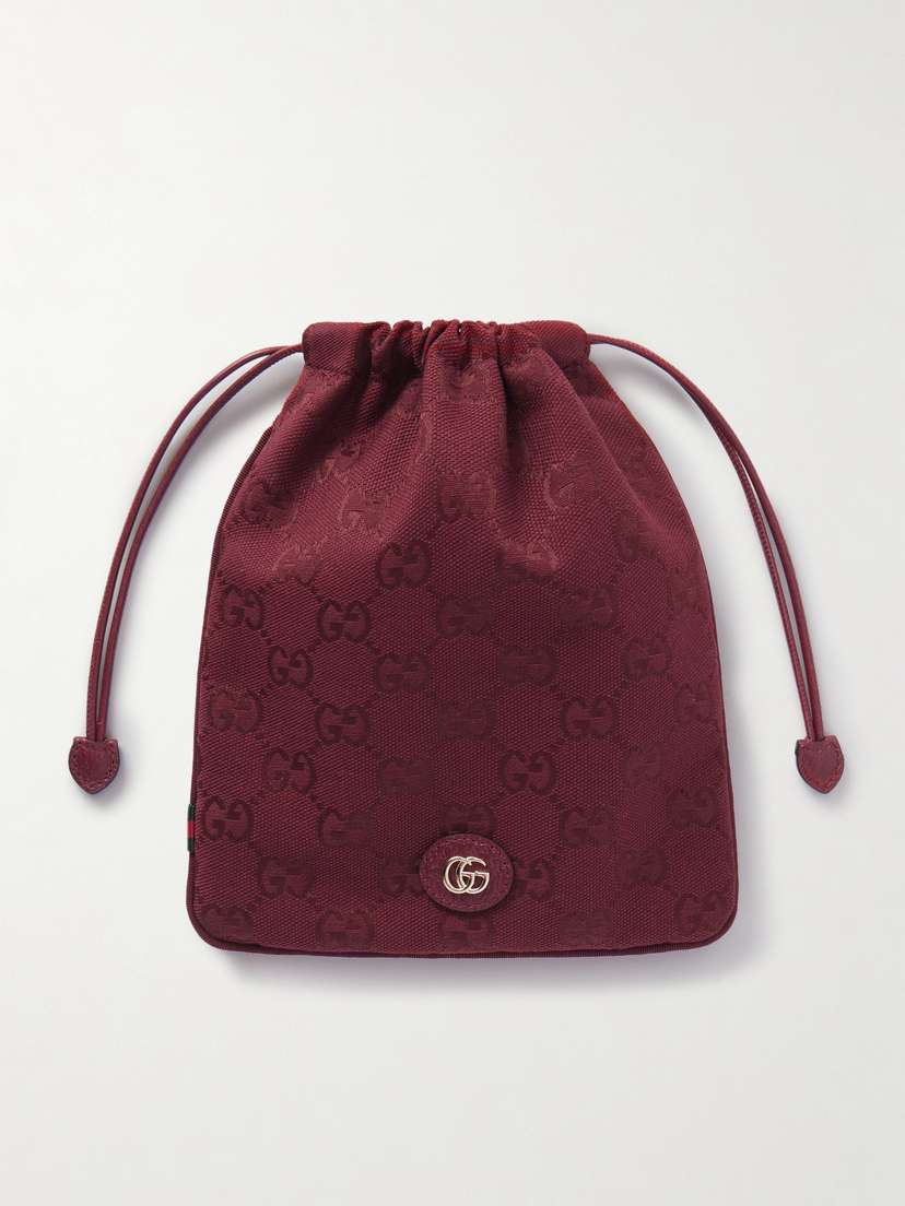 Gucci Leather-trimmed Canvas Pouch