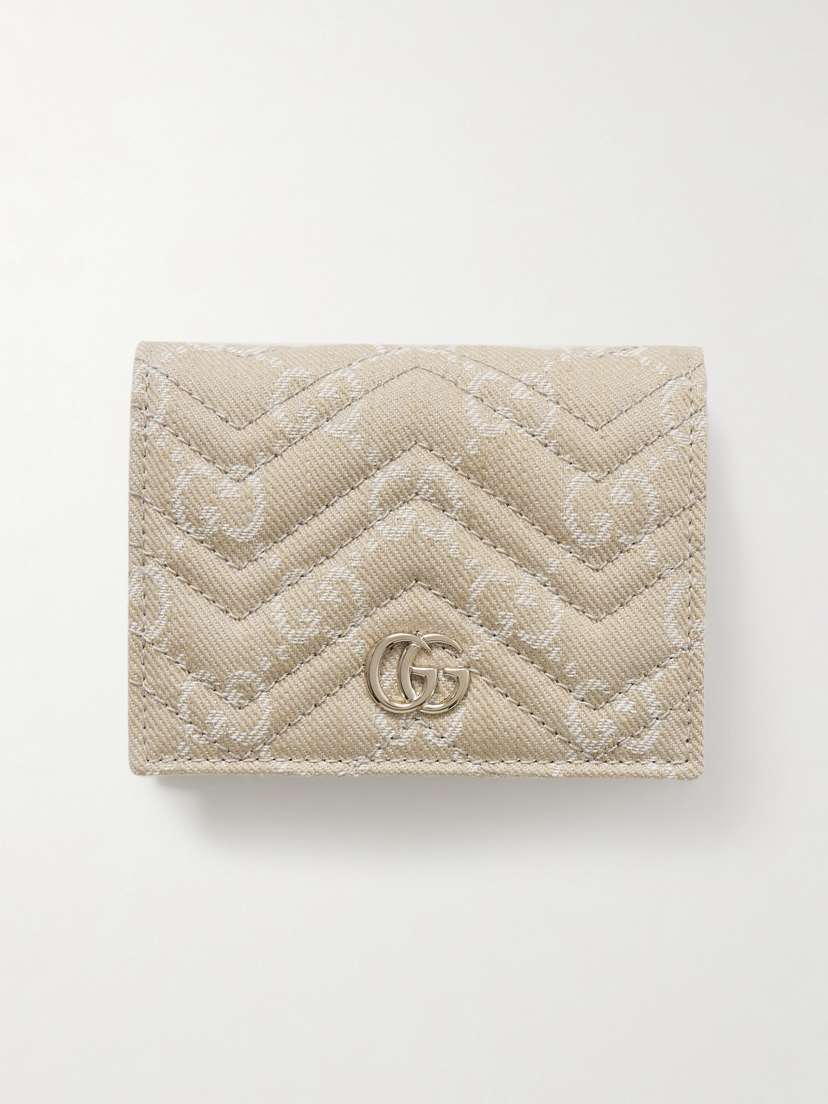 Gucci Gg Marmont Quilted Canvas-jacquard And Leather Wallet