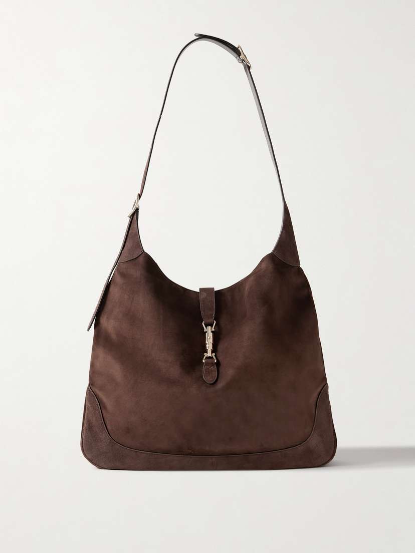 Gucci Jackie Giorno Leather-trimmed Suede Tote Bag