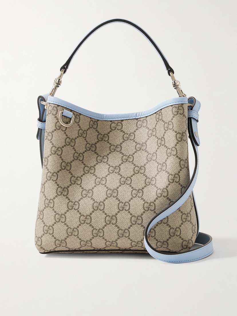 Gucci Gg Emblem Leather-trimmed Printed Coated-canvas Bucket Bag
