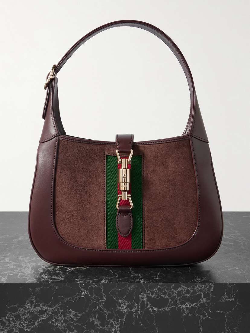 Gucci Jackie 1961 Webbing-trimmed Suede And Leather Shoulder Bag