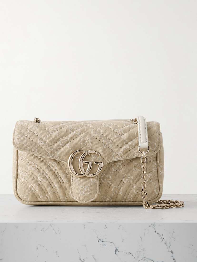 Gucci Gg Marmont 2.0 Embellished Leather-trimmed Matelassé Twill-jacquard Shoulder Bag