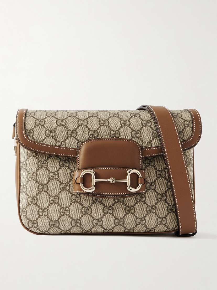 Gucci Horsebit 1955 Leather-trimmed Printed Coated-canvas Shoulder Bag