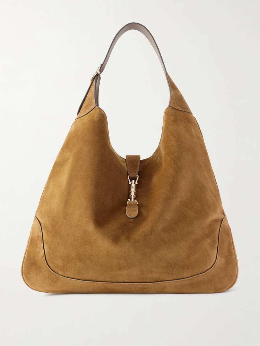 Gucci Jackie Giorno Leather-trimmed Suede Tote Bag