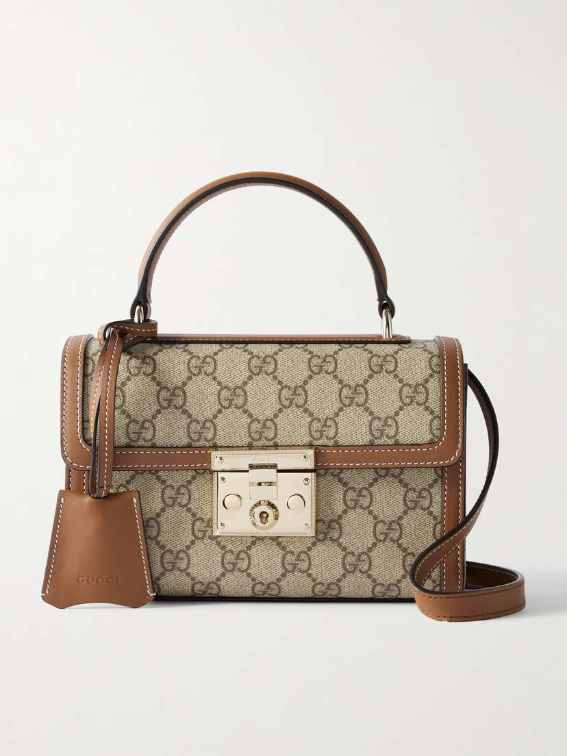 Gucci Padlock Small Leather-trimmed Coated Canvas-jacquard Tote