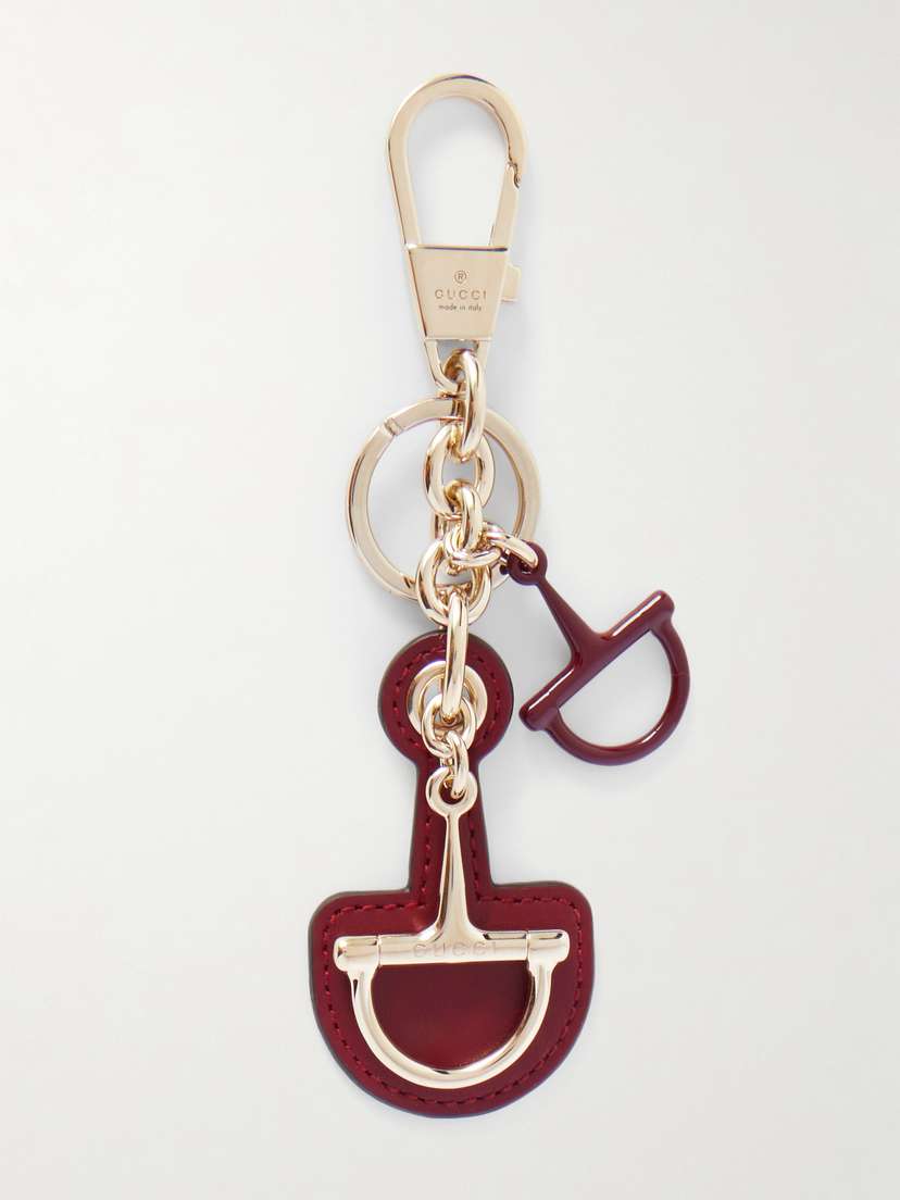 Gucci Leather, Enamel And Gold-tone Key Chain