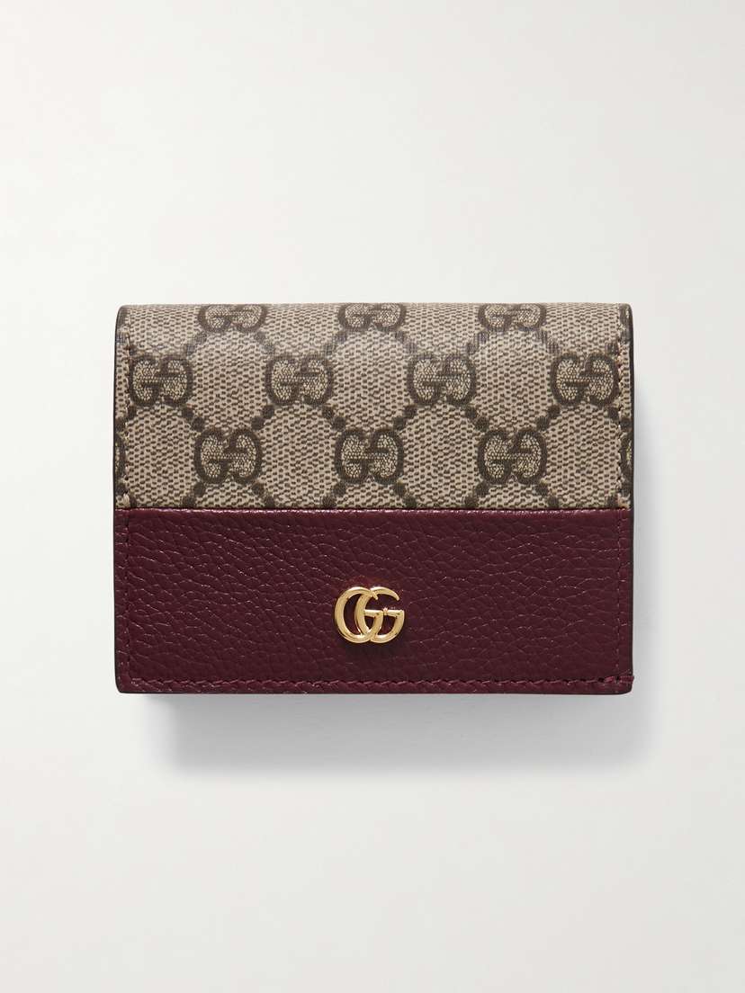 Gucci Gg Marmont Petite Textured-leather And Printed Coated-canvas Wallet