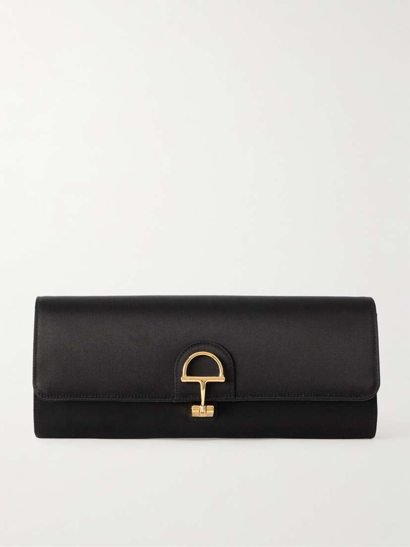 Gucci 73 Horsebit-detailed Satin Clutch
