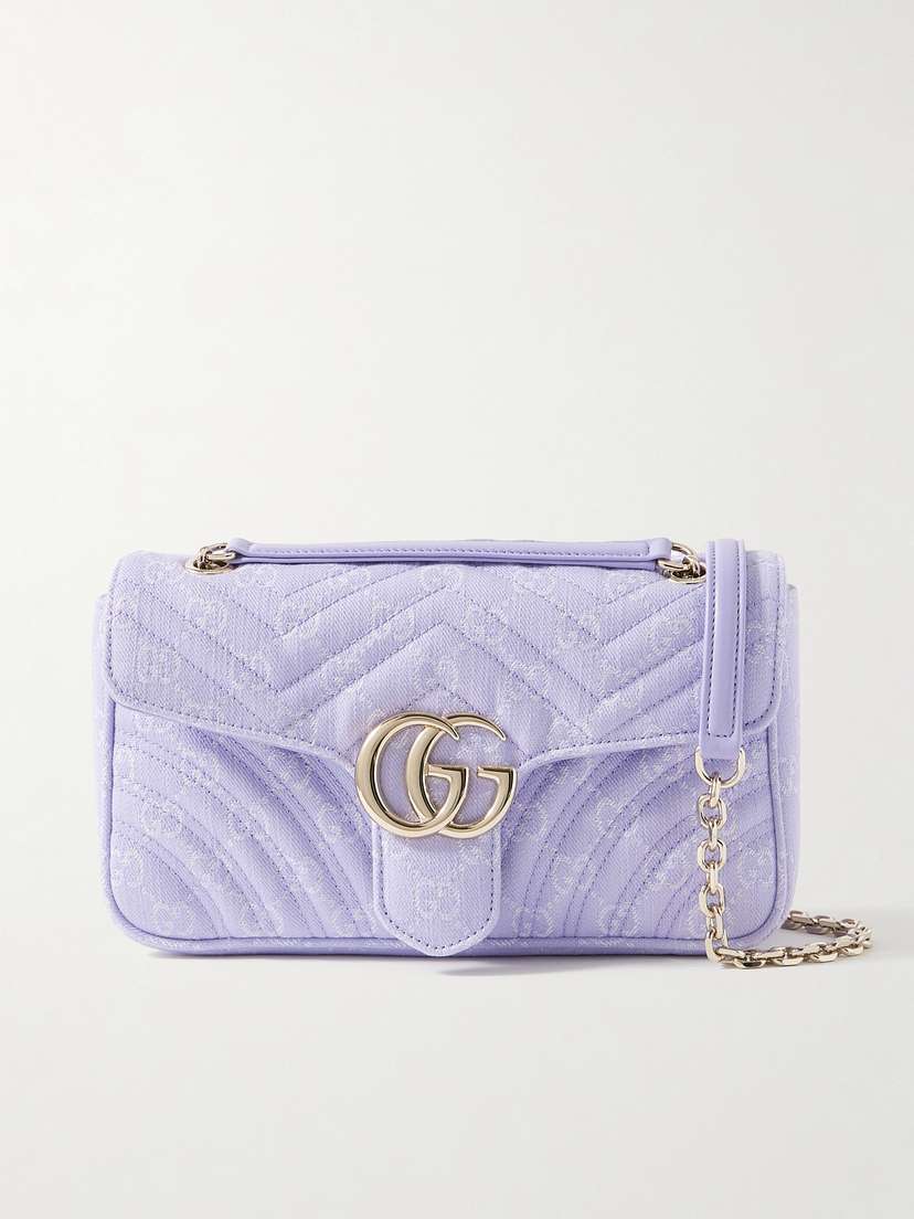 Gucci Gg Marmont 2.0 Embellished Leather-trimmed Matelassé Twill-jacquard Shoulder Bag
