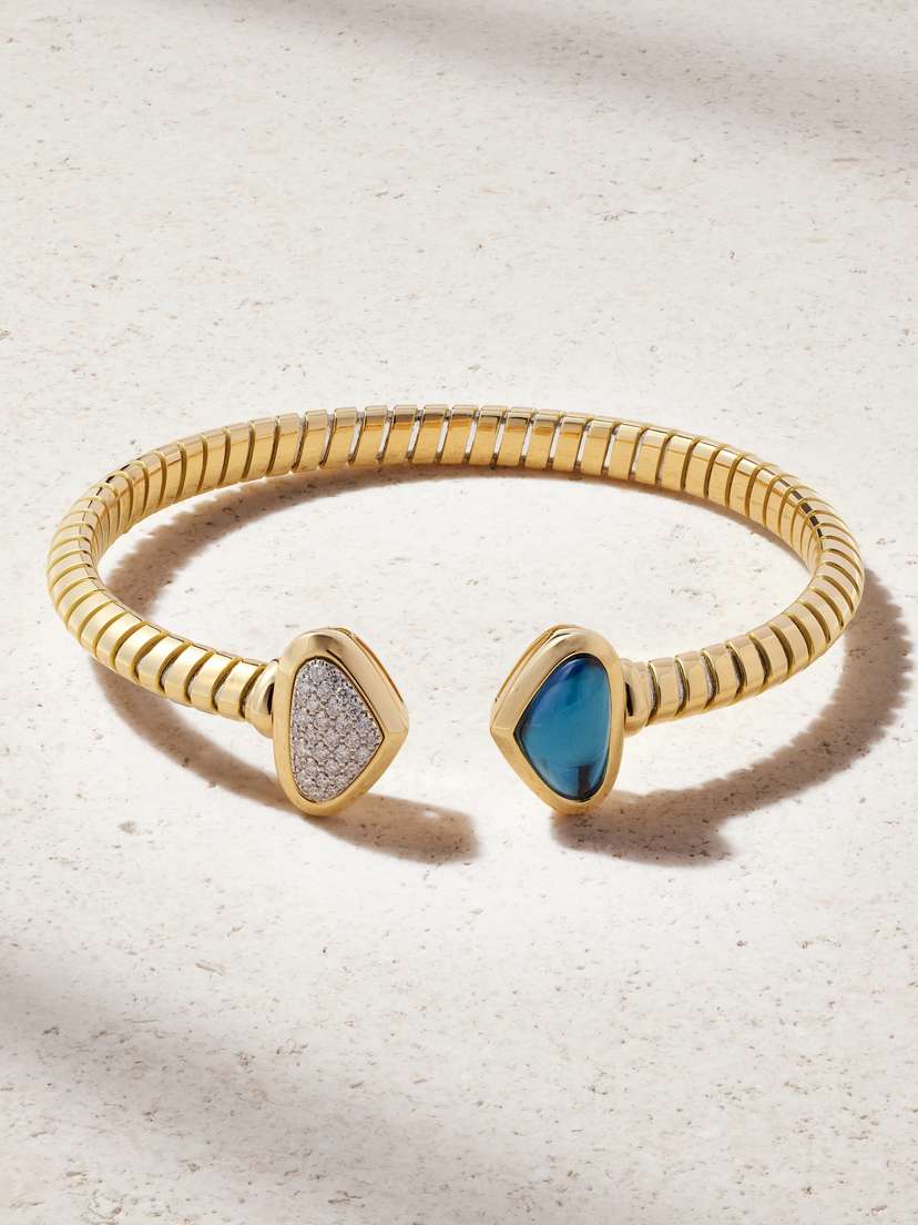 Marina B Trisolina Castagna 18-karat Gold, Titanium, Topaz And Diamond Cuff