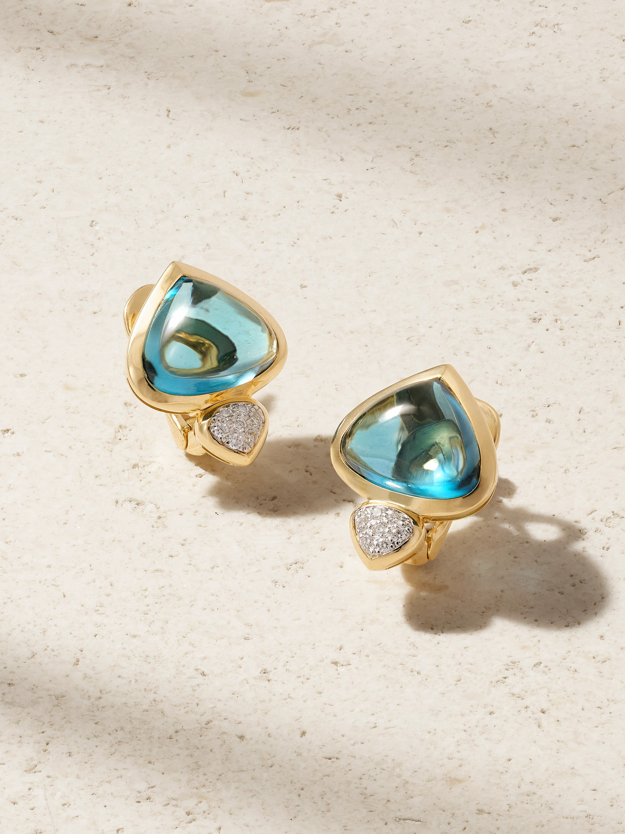 Marina B Trisolina 18-karat Gold, Topaz And Diamond Earrings In Blue