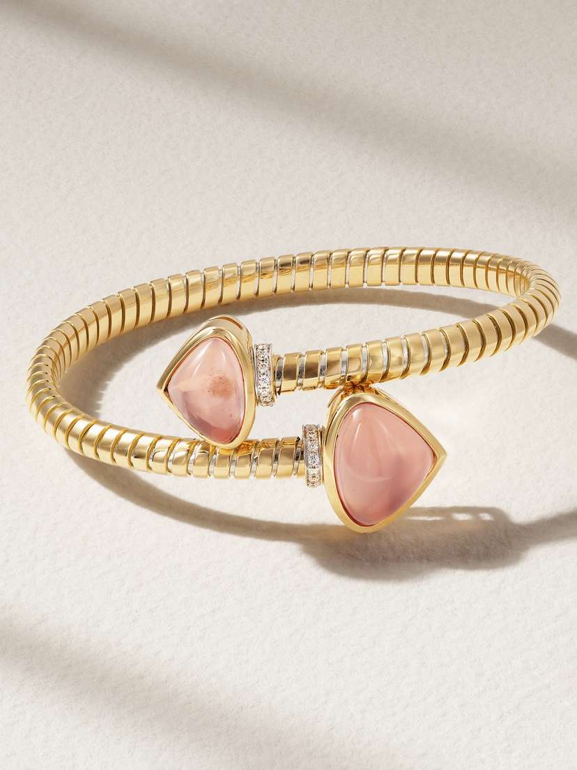 Marina B Trisolina 18-karat Gold, Quartz And Diamond Bracelet