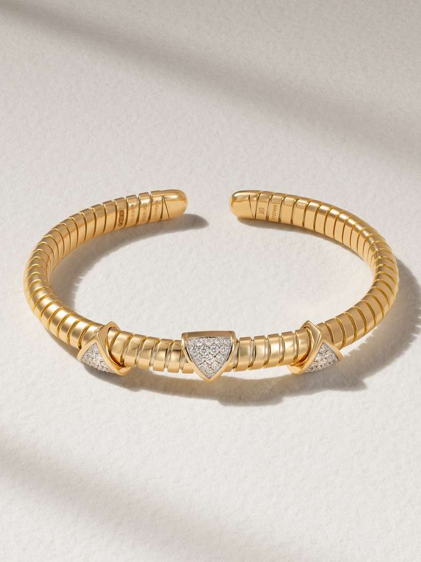 Marina B Trisolina 18-karat Gold Diamond Bangle