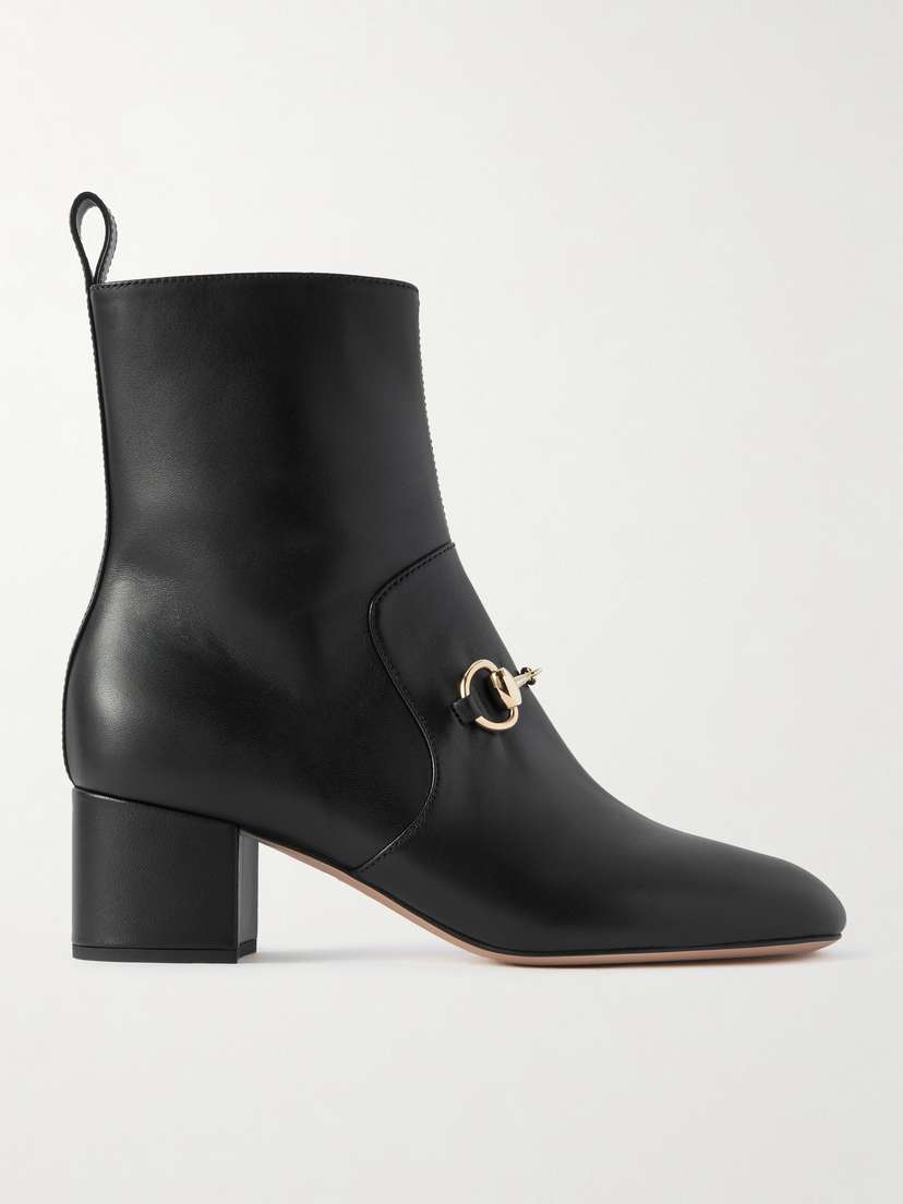 Gucci Lady Horsebit-detailed Leather Ankle Boots