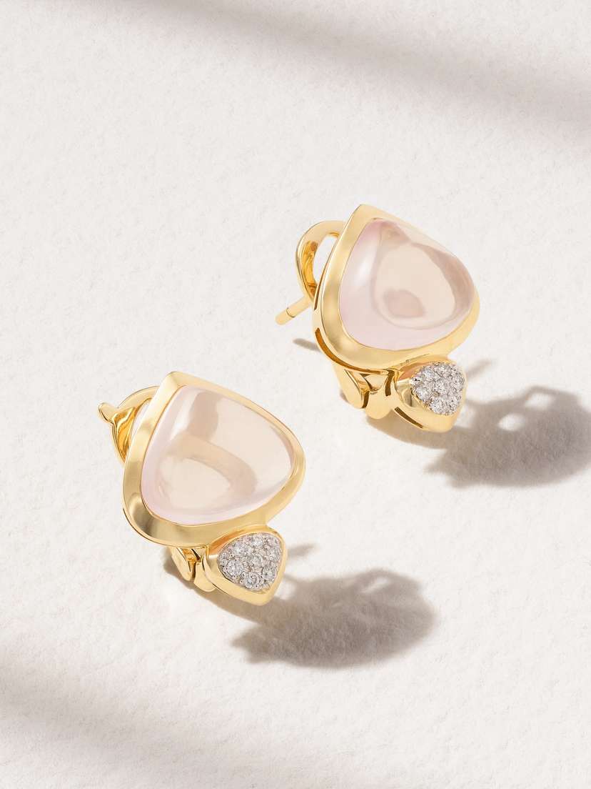 Marina B Trisolina 18-kart Gold, Quartz And Diamond Earrings