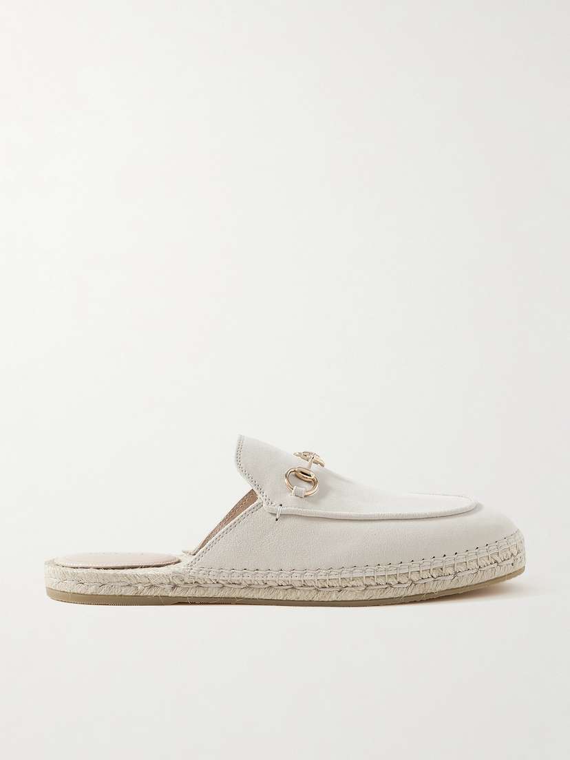 Gucci Cleo Horsebit-detailed Suede Espadrille Slippers