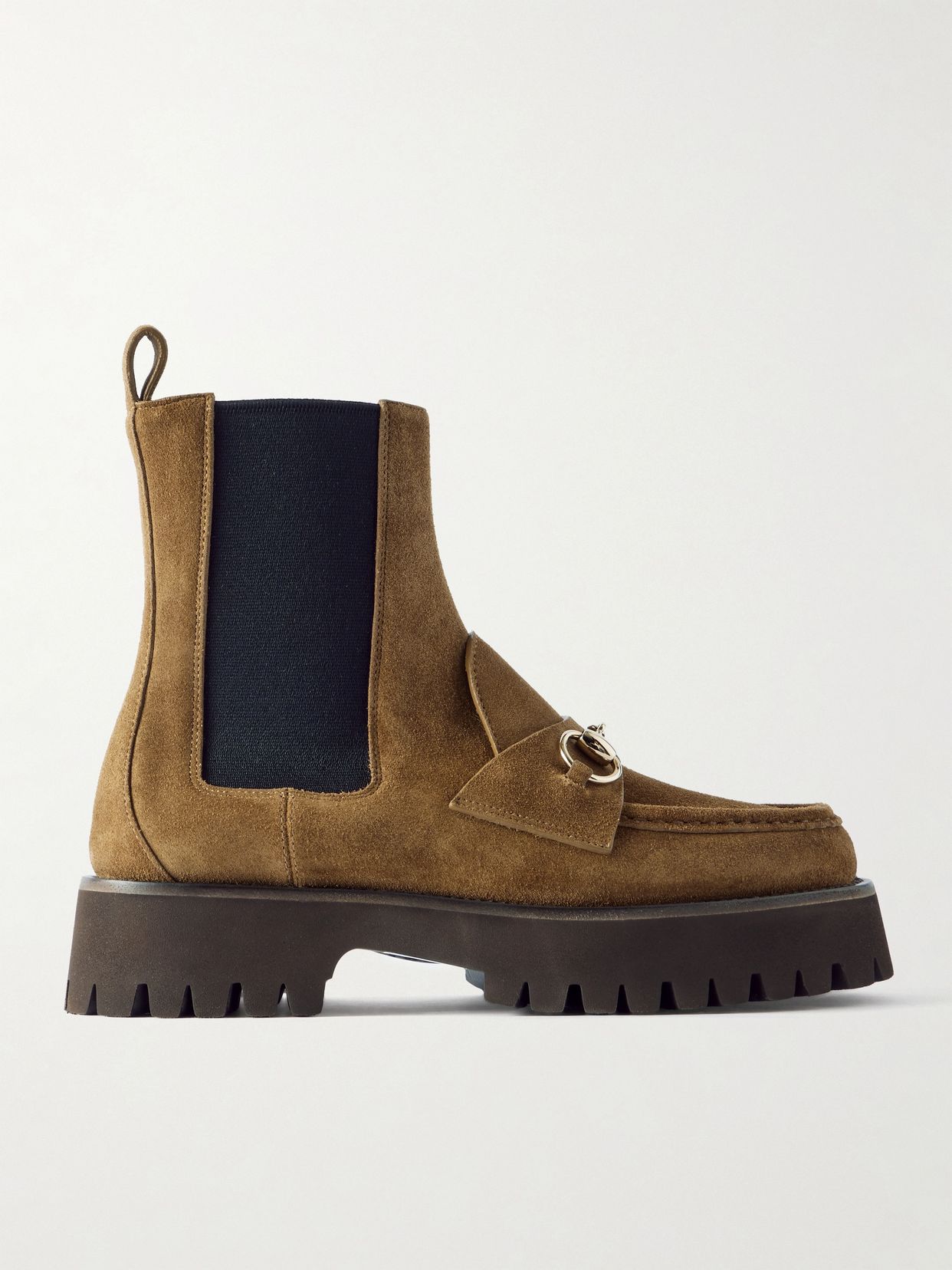 Horsebit-detailed suede Chelsea boots