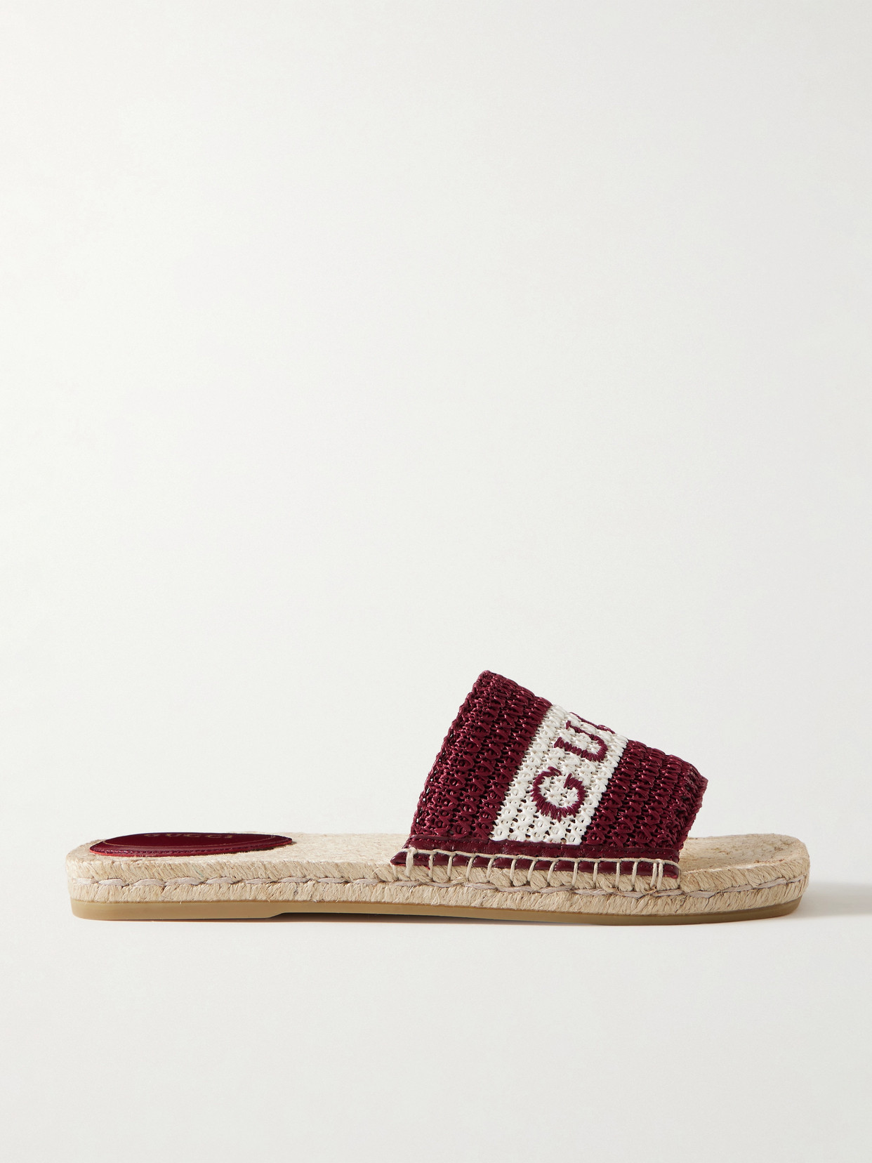 Gucci - Numa Embroidered Striped Raffia Slides - IT37