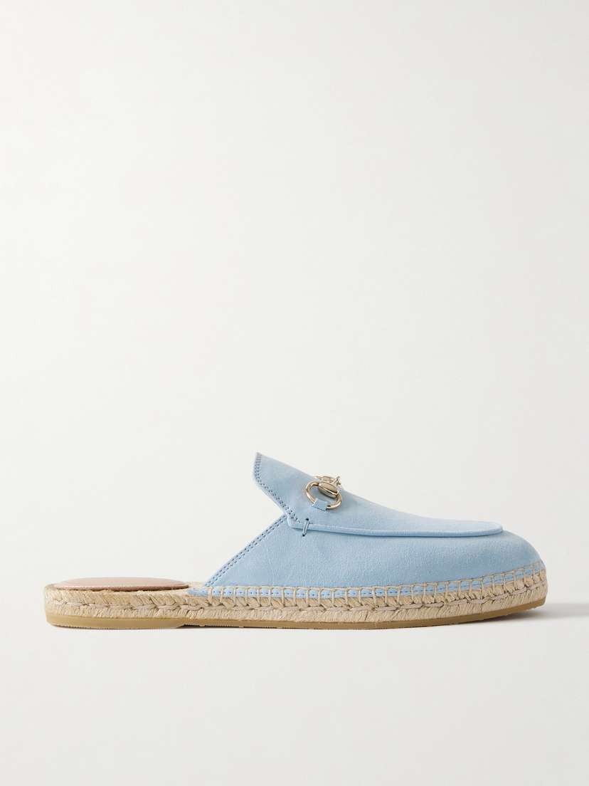 Gucci Cleo Horsebit-detailed Suede Espadrille Slippers
