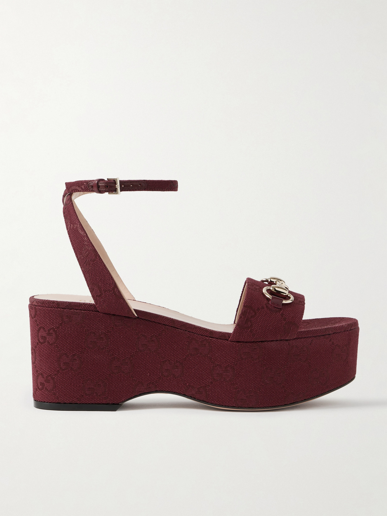 Gucci Lady Horsebit-embellished Canvas-jacquard Platform Sandals
