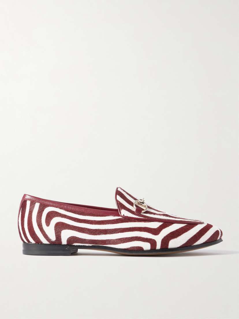 Gucci Jordaan Horsebit-detailed Zebra-print Calf Hair Loafers
