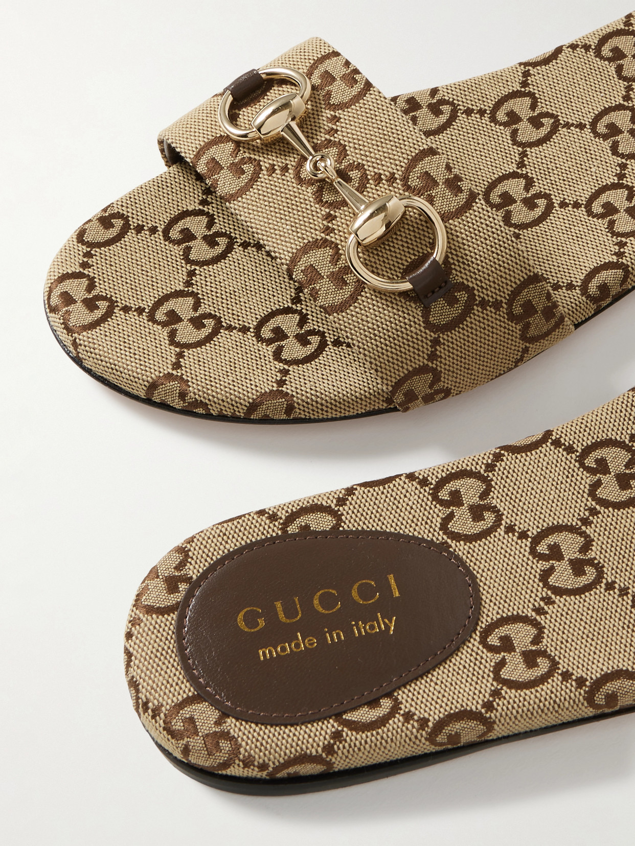 Siaga Horsebit-Detailed Canvas-Jacquard Slides