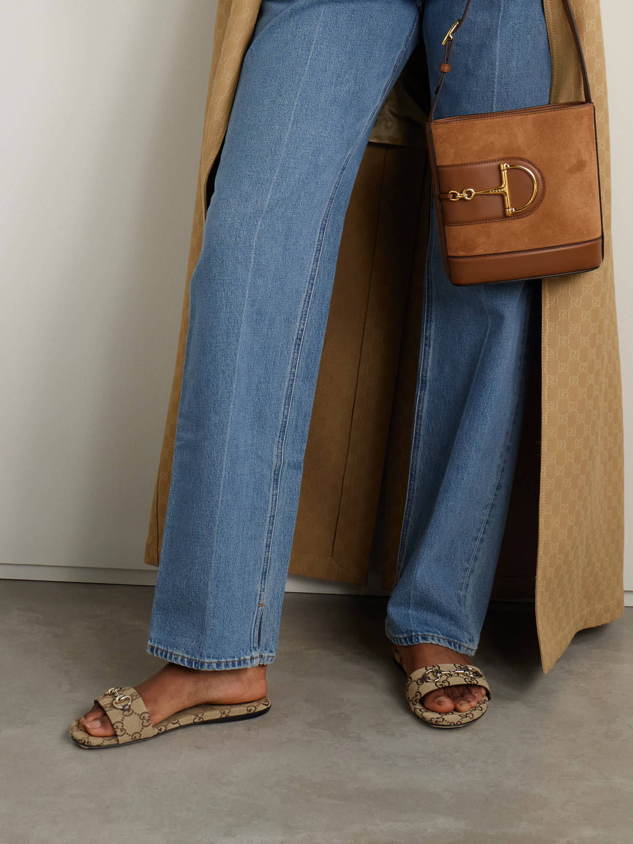 Siaga Horsebit-Detailed Canvas-Jacquard Slides