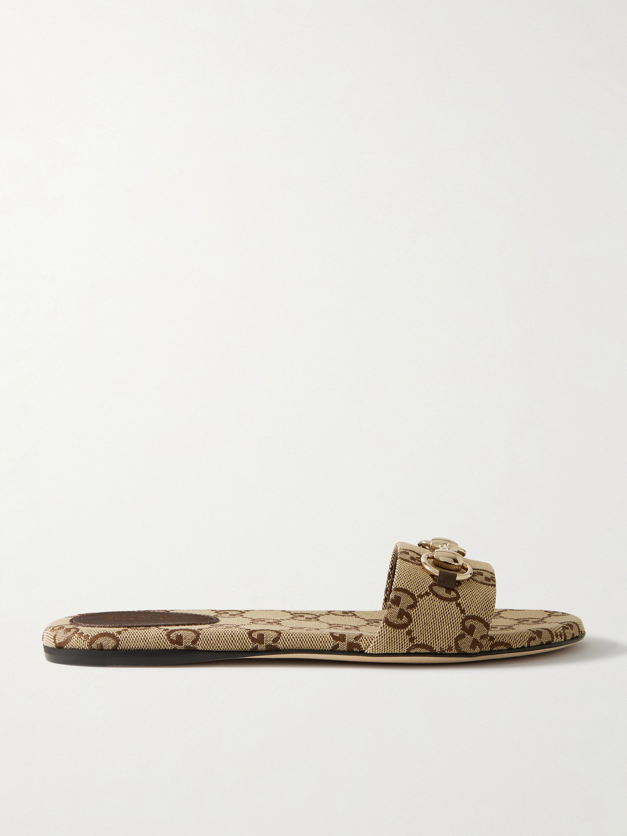 Gucci - Siaga Horsebit-detailed Canvas-jacquard Slides - Brown