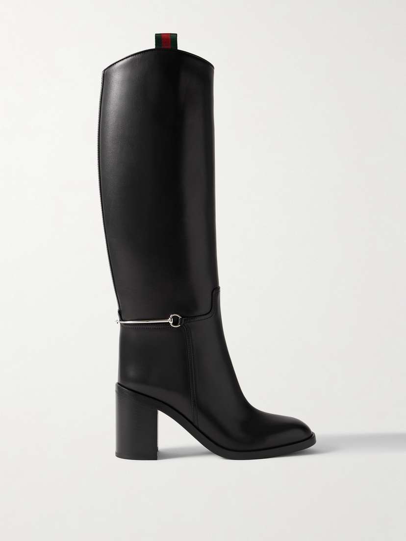 Gucci Charlotte Horsebit-embellished Leather Knee Boots