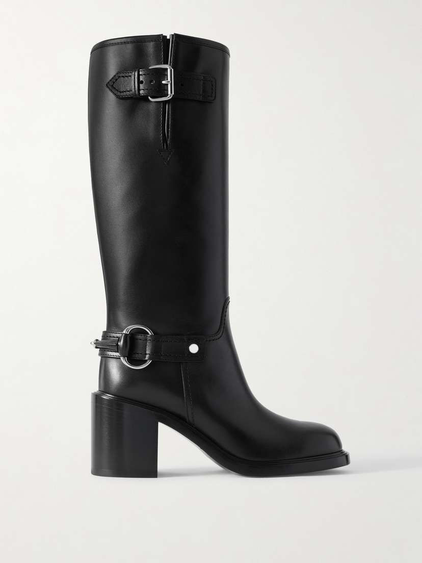 Gucci Myla Buckled Leather Knee Boots