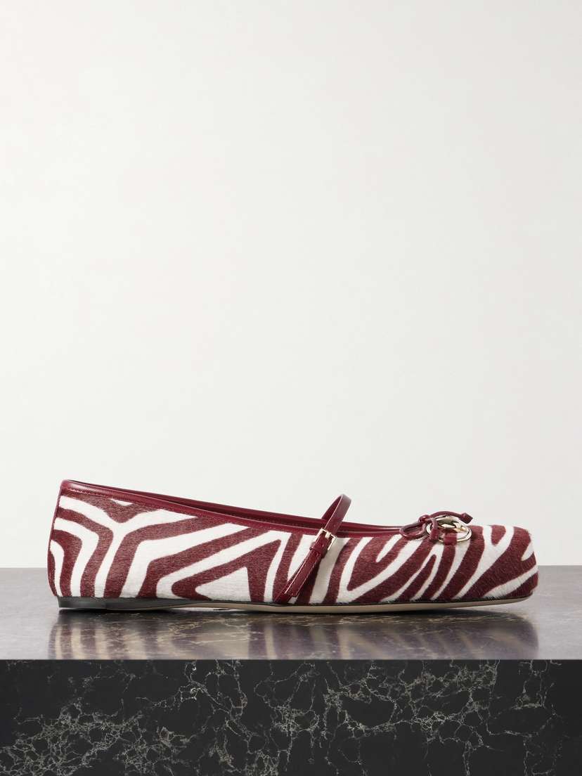 Gucci Horsebit Ballerina Zebra-print Calf Hair Flats