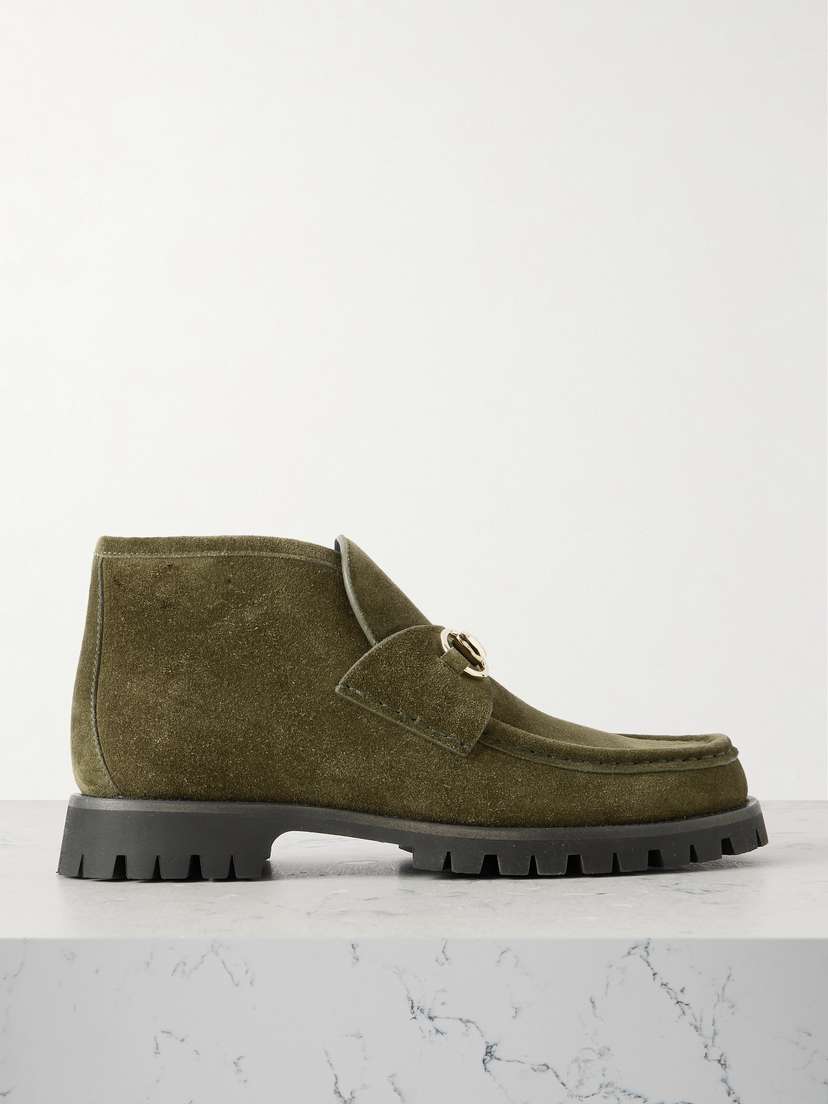 Gucci Sylke Horsebit-detailed Suede Ankle Boots