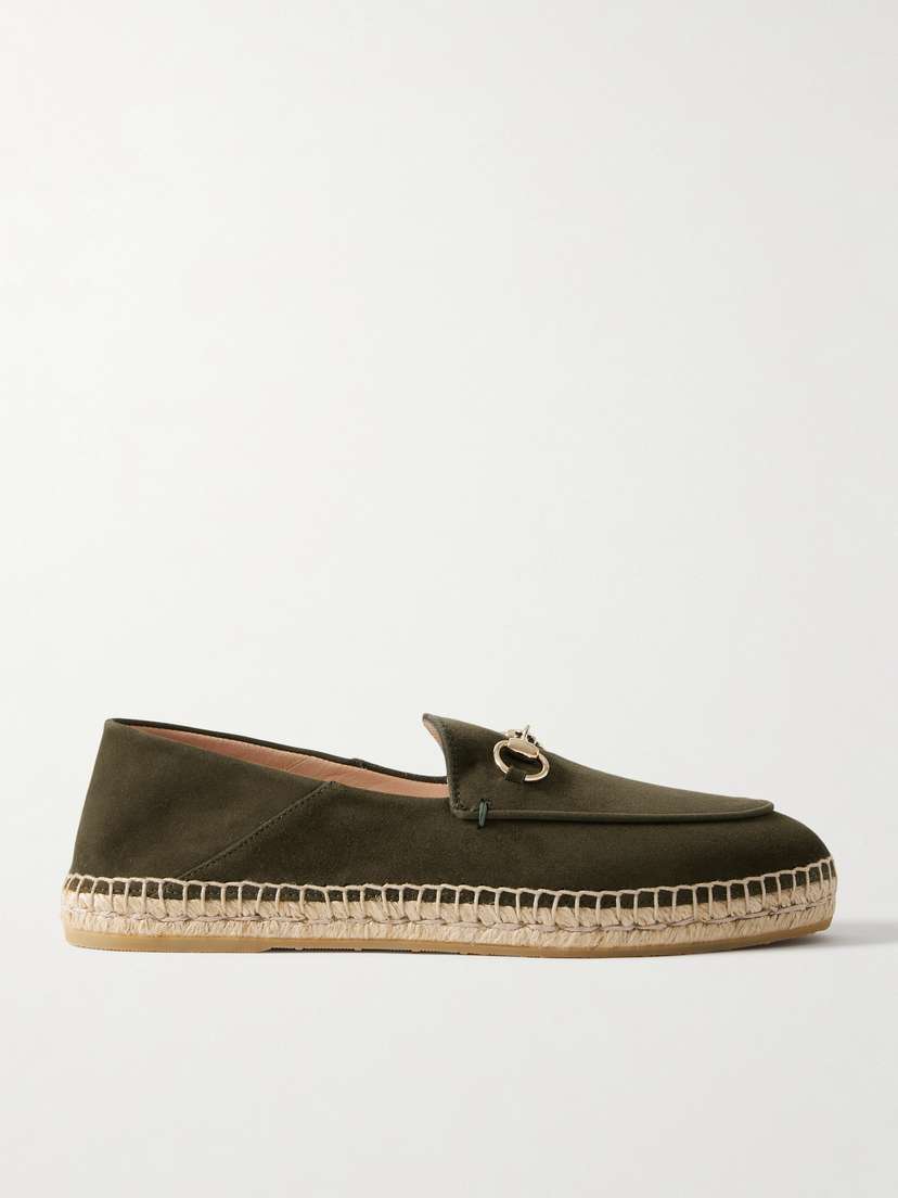 Gucci Cleo Collapsible-heel Horsebit-detailed Suede Espadrilles
