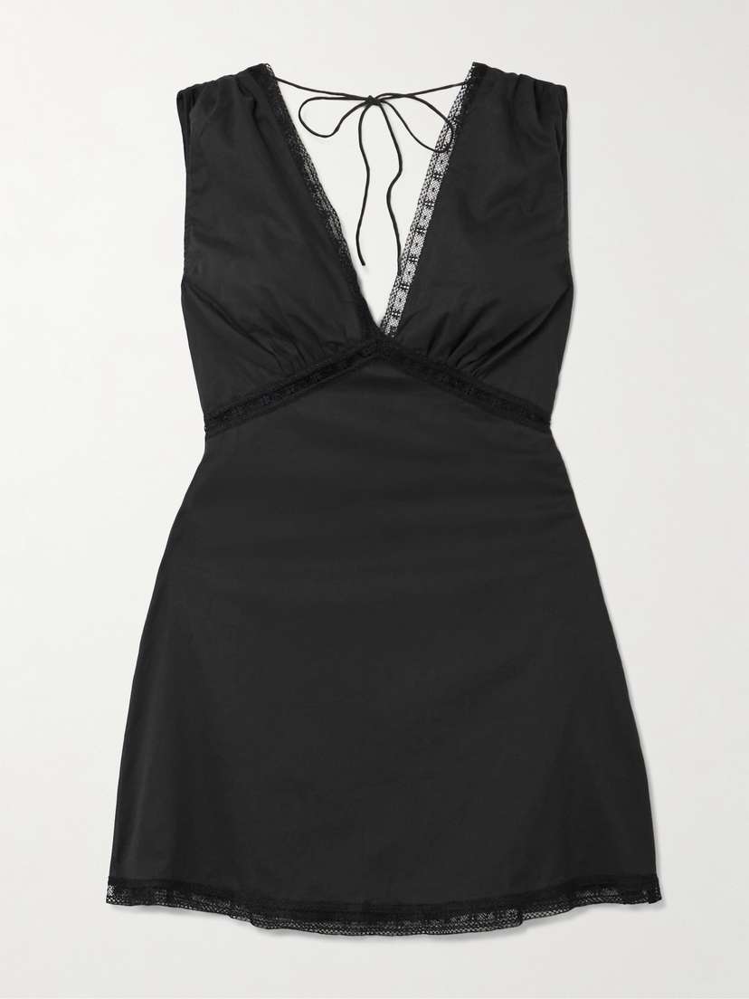 Faithfull Denise Lace-trimmed Cotton-voile Mini Dress