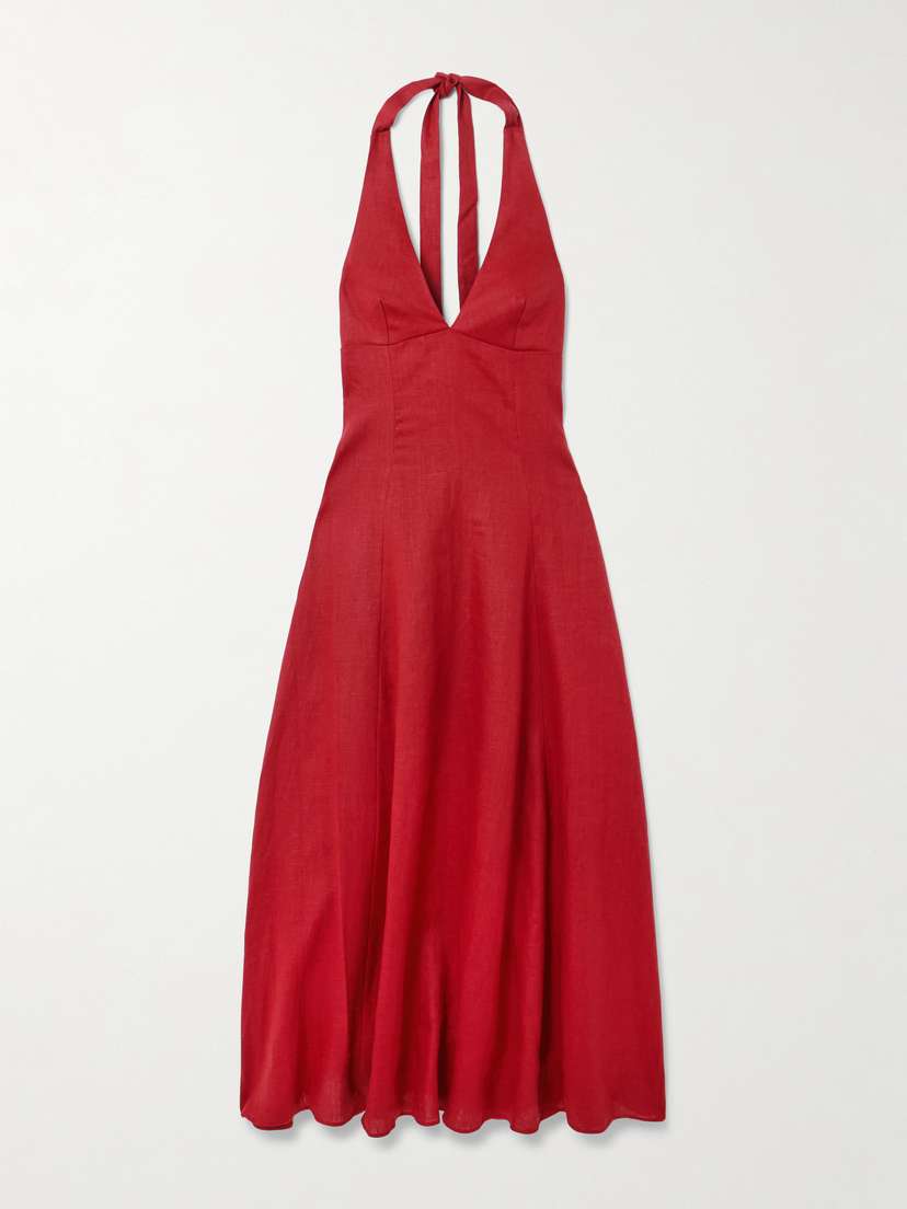 Faithfull Marais Linen Halterneck Midi Dress