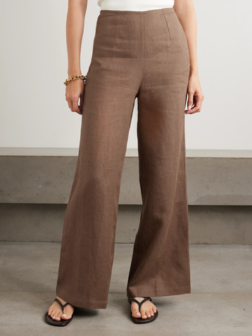 Faithfull Syna cropped linen wide-leg pants