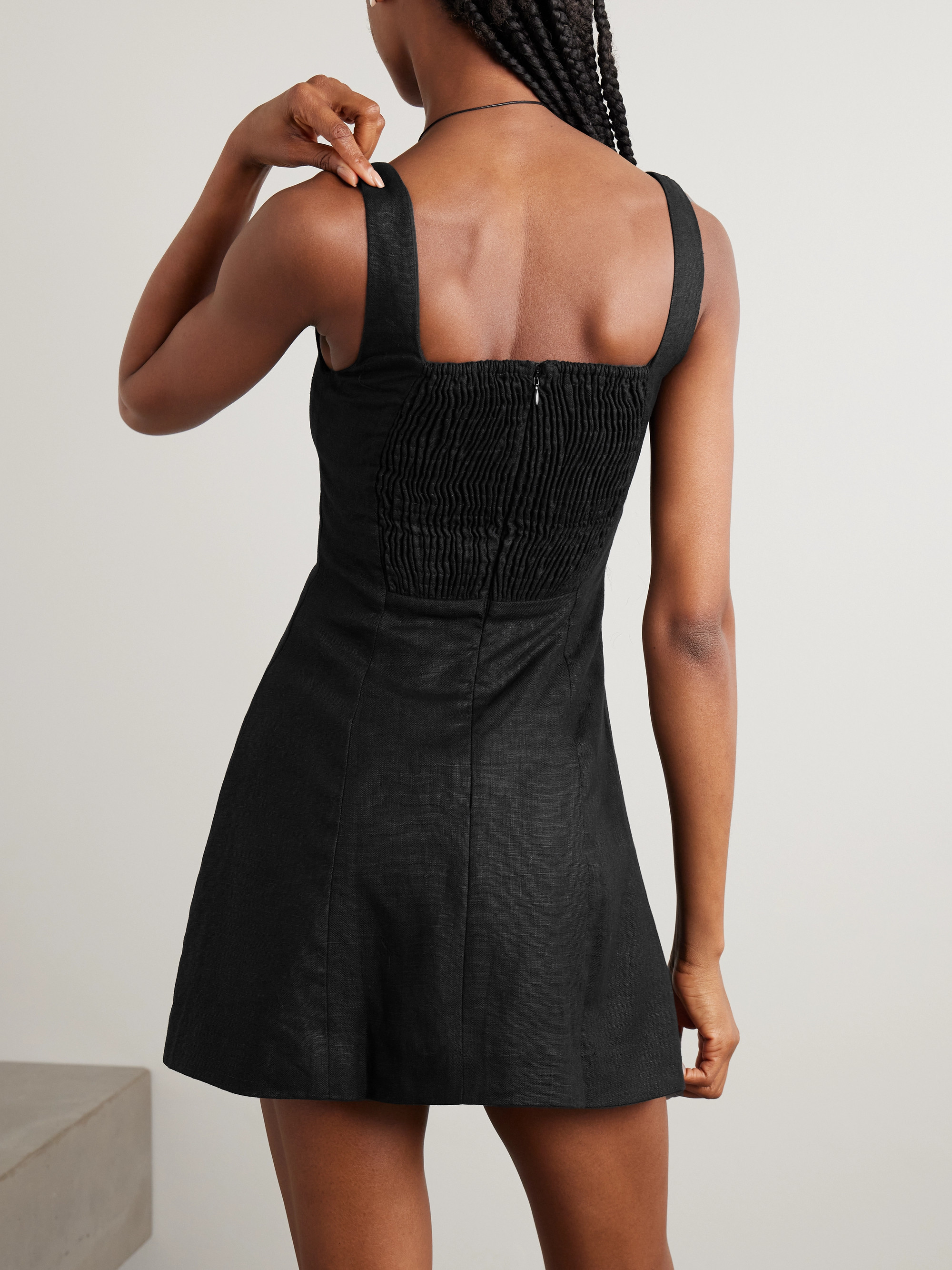 Faithfull - Felice shirred linen mini dress | Plush