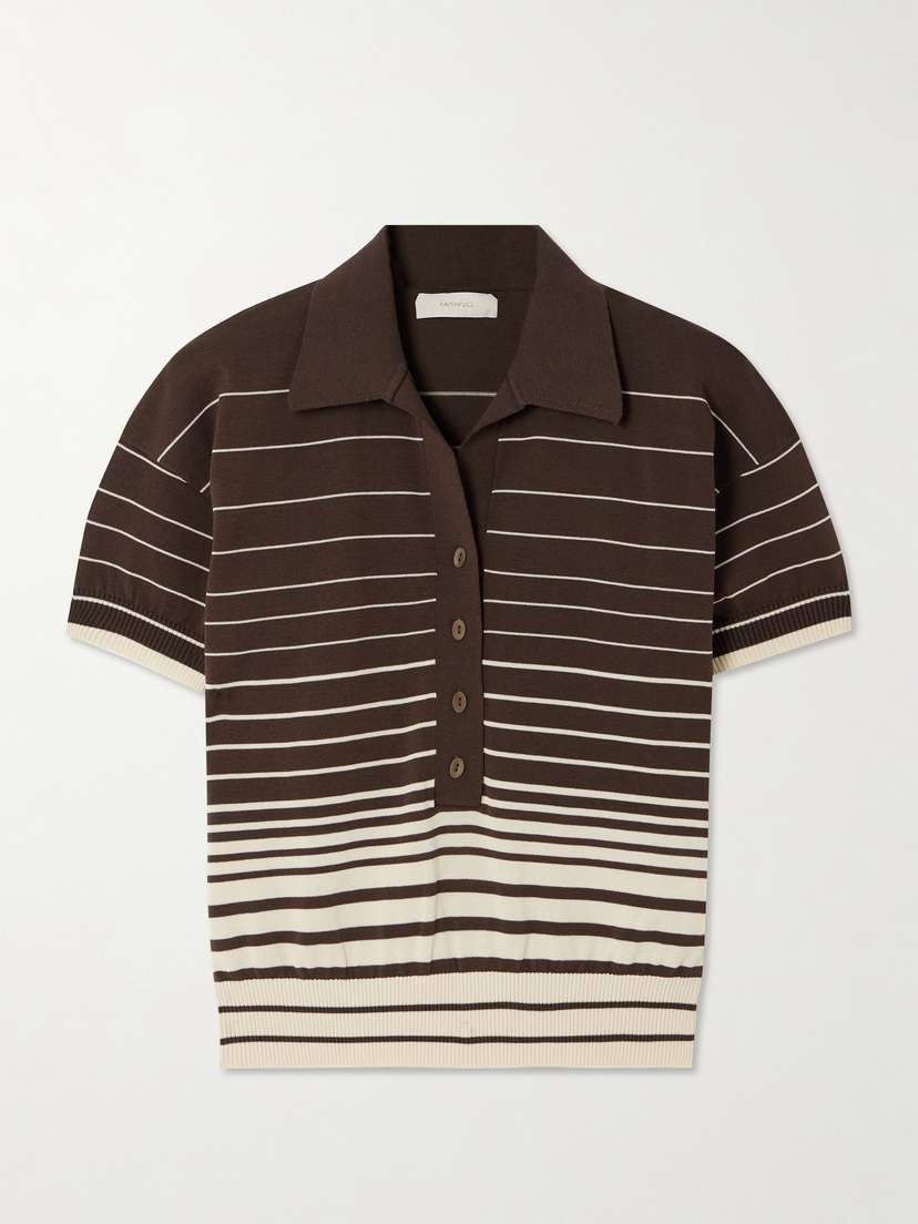 Faithfull Sable Cropped Striped Cotton-blend Polo Shirt