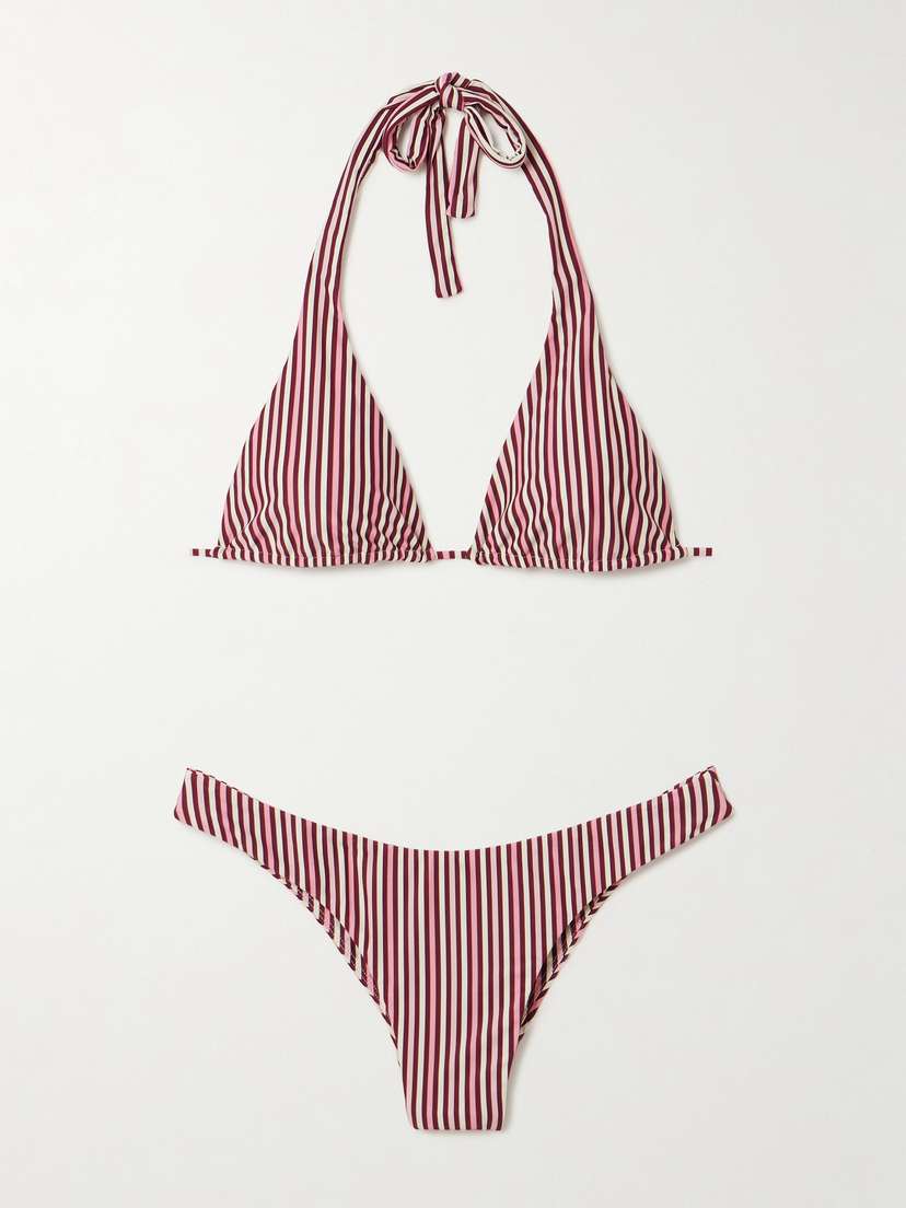Faithfull Kassia + Bebe Striped Stretch-econyl® Triangle Bikini