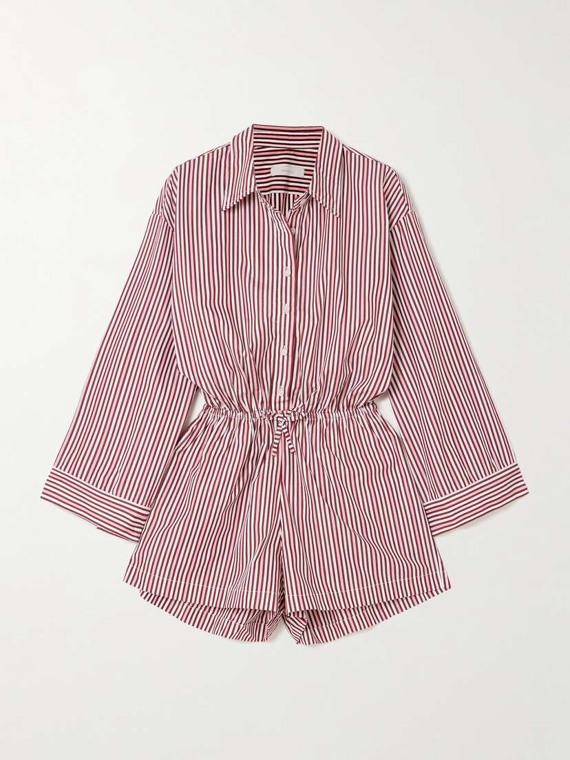 Faithfull Freja Striped Cotton-poplin Playsuit