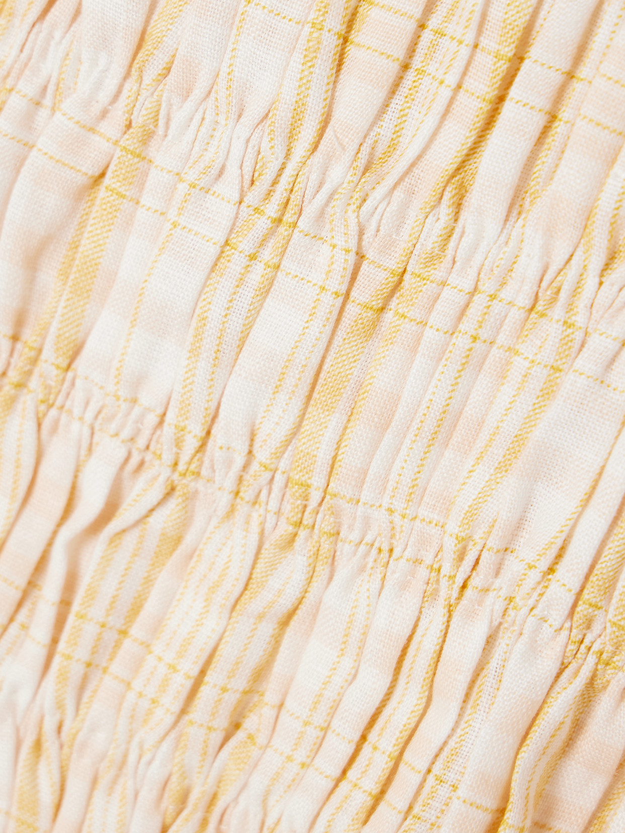 Iris Strapless Shirred Checked Top