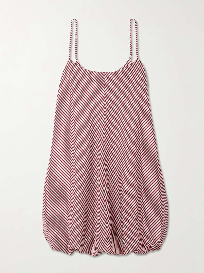 Faithfull Aniela Gathered Striped Cotton-poplin Mini Dress