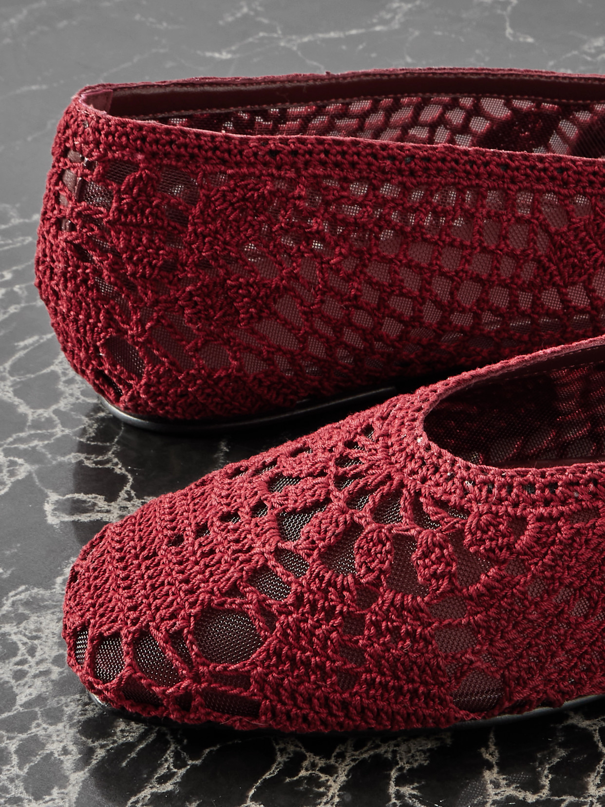 Magda Butrym Crocheted Ballet Flats In Burgundy